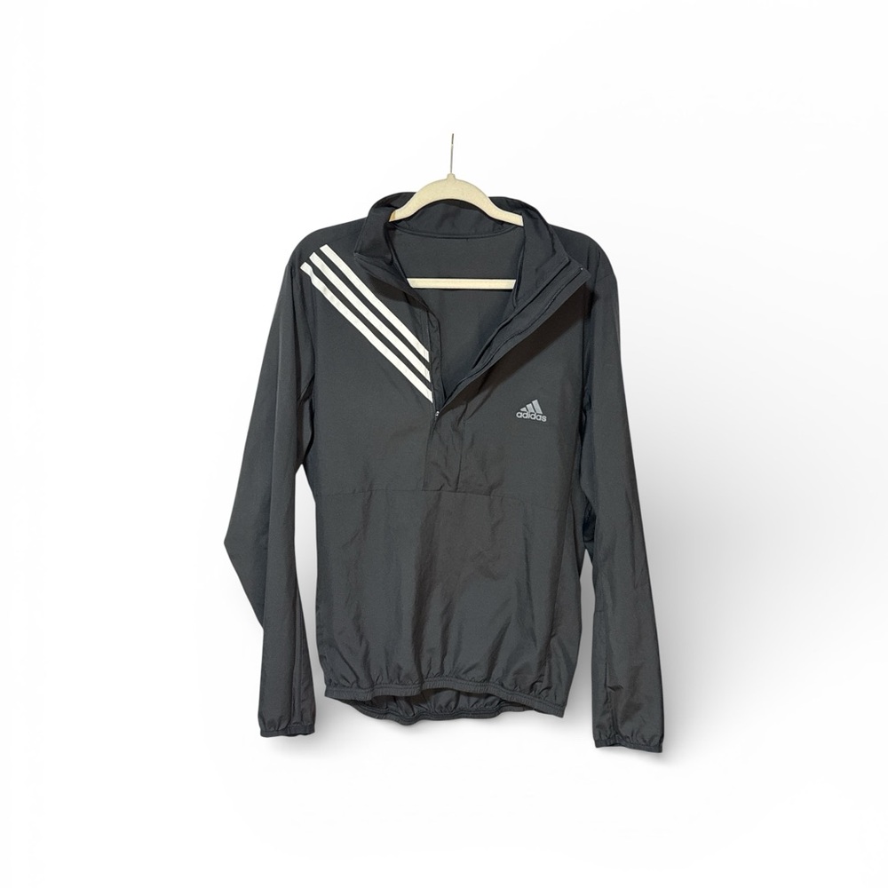 Adidas Charcoal Pullover with White Stripes